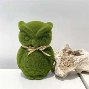 貓頭鷹 仿真苔蘚植絨動物造型 青苔石微景觀布置 家居裝飾品小擺飾貓頭鷹 兔子 熊 小動物森林系列