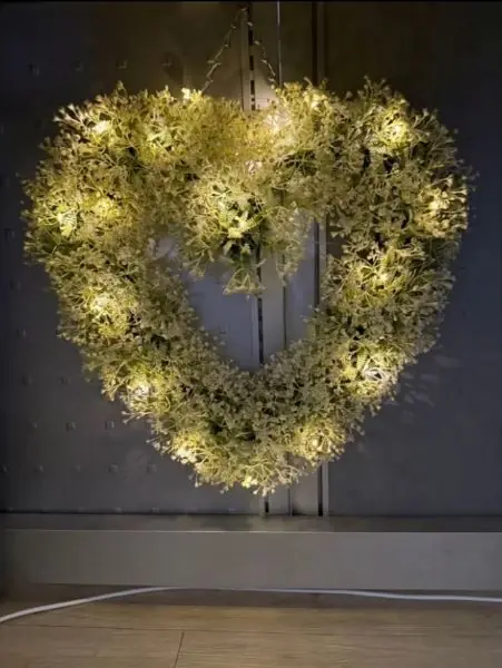 單面 無LED燈 愛心滿天星款 永生花草牆 植物牆 米蘭草 尤加利葉 花草牆 網紅牆(附掛勾鍊):圖片 7