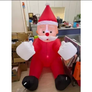 大【1人】2米 充氣+燈光款(白背包) 爬牆聖誕老人 戶外巨超大型 聖誕老公公爬牆送禮 充氣款+燈光 聖誕節裝飾 牆面 掛件 煙囪爬梯