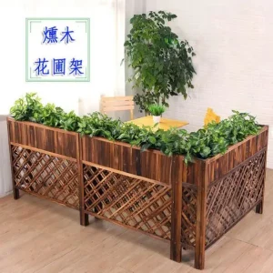 實木防蛀花圃架 燻木隔離花架 隔區花架 分區花架 圍籬防蛀蟲 花盆架 園藝展示架 圍欄花架 餐廳佈置 景觀擺飾