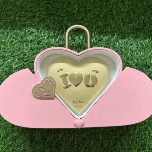 I love You含黃金愛心 愛心鎖禮盒 情人節禮物 求婚愛心黃金金片 大餅禮盒 生日禮物 新婚快樂禮物