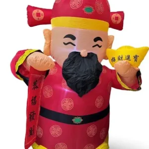 2.4米充氣款大型財神爺 彩券行 宮廟 馬上有錢 財神廟【有燈光+打氣機】 佈置 過年春節 年節 招財進寶