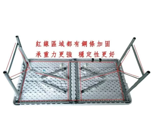 🔥 BOSHIREN 戶外多功能折疊桌 🔥最穩固 耐重折疊桌【全新福利品特價】鋼管加強版【一般摺疉桌切勿模仿】露營桌 野餐桌 擺攤桌 工作桌 兩段升降可調:圖片 4