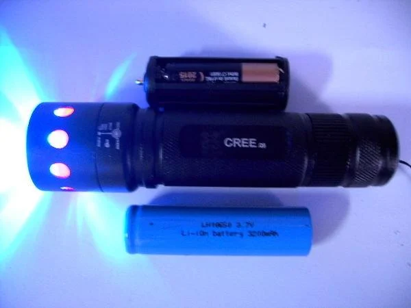 高規格魚眼可變焦.正美國CREE 藍光進口燈泡 釣魚燈/夜釣燈/聚魚燈18650鋰電雙用 版 送支架:圖片 7